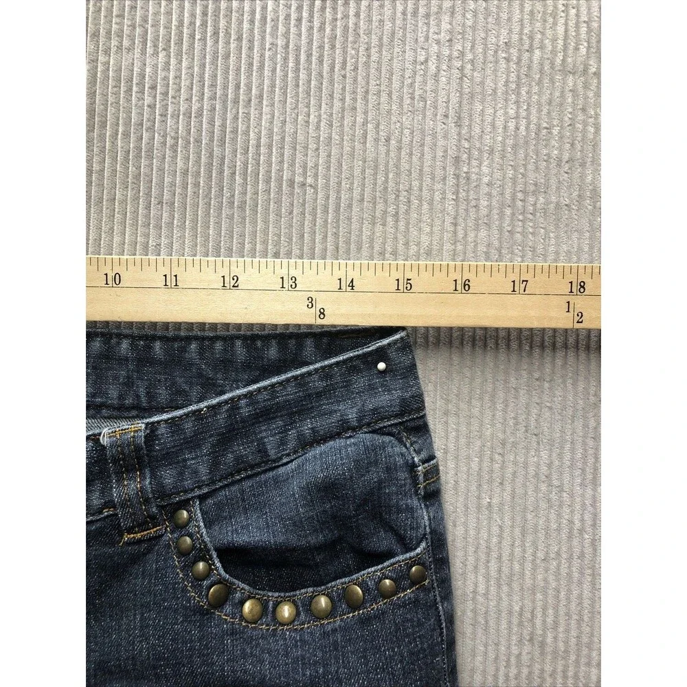 Michael Kors Women Jeans Size 8 Bootcut Dark Wash Studded Glam Western Denim